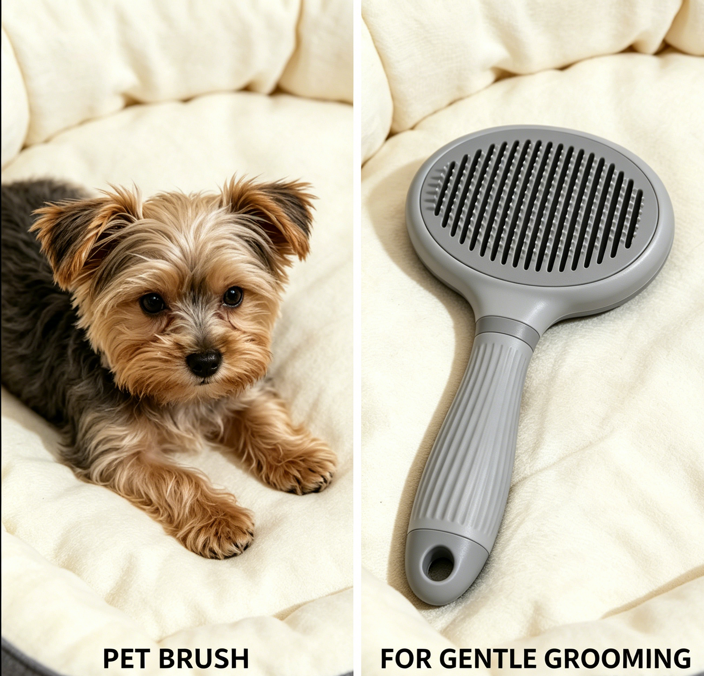 Solid Gray Self-Cleaning Pet Slicker Brush - Minimalist Grooming Comb for Cats & Dogs