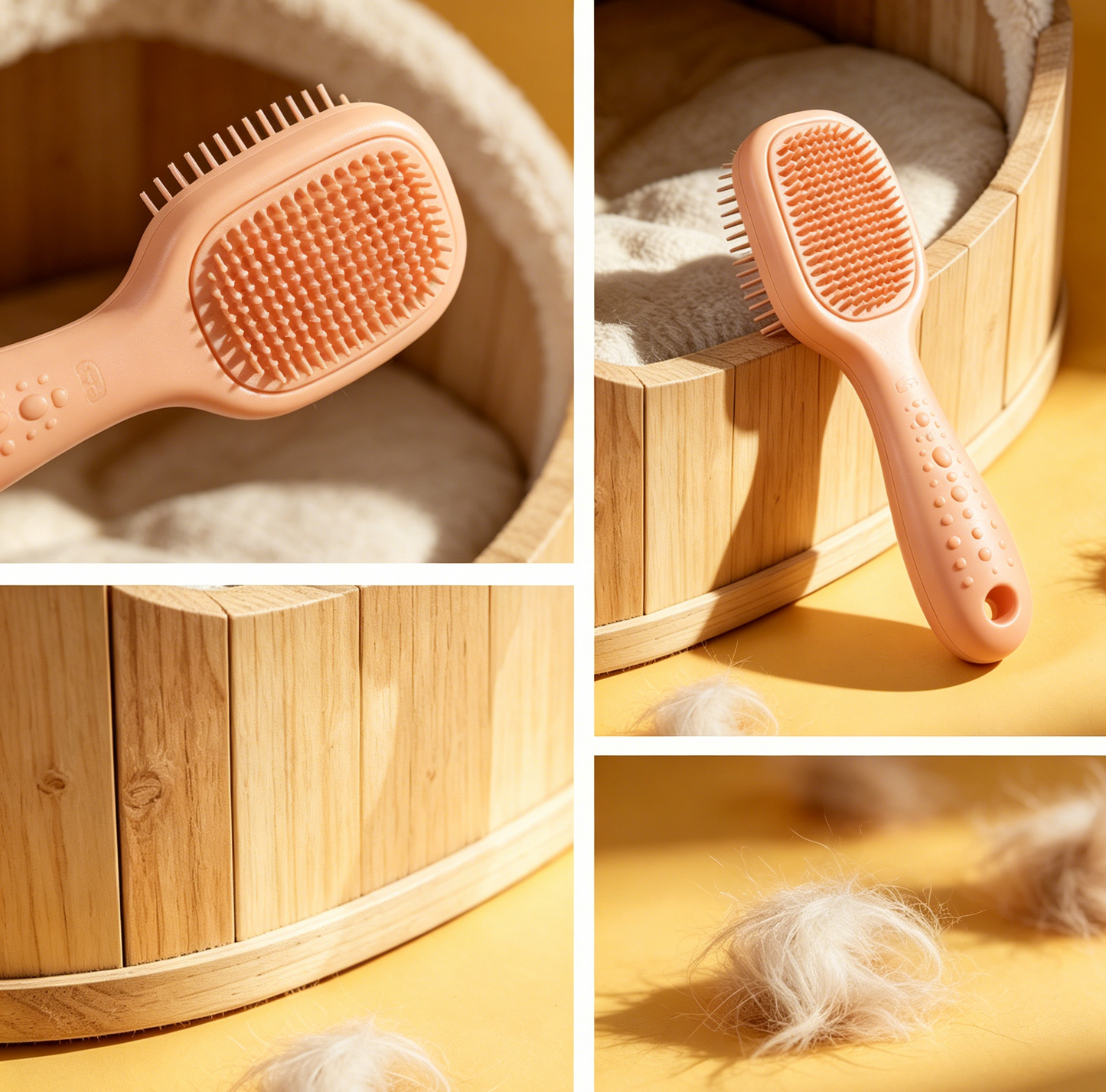 Gradient Double-sided Pet Grooming Brush - Orange Solid Color Massage Deshedding Tool for Cats & Dogs