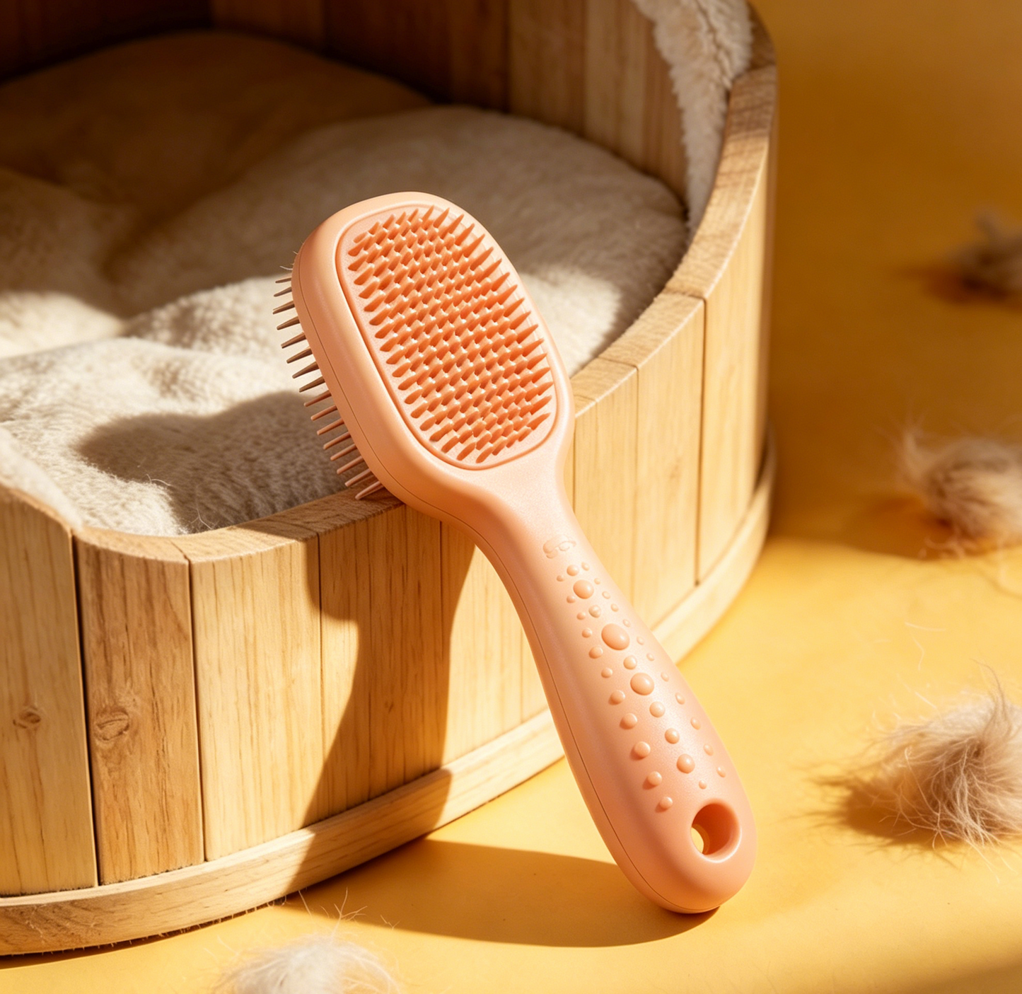 Gradient Double-sided Pet Grooming Brush - Orange Solid Color Massage Deshedding Tool for Cats & Dogs